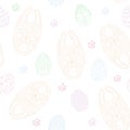 Easter seamless pattern design with bunnies. Light baby print for child fabric or gift paper.